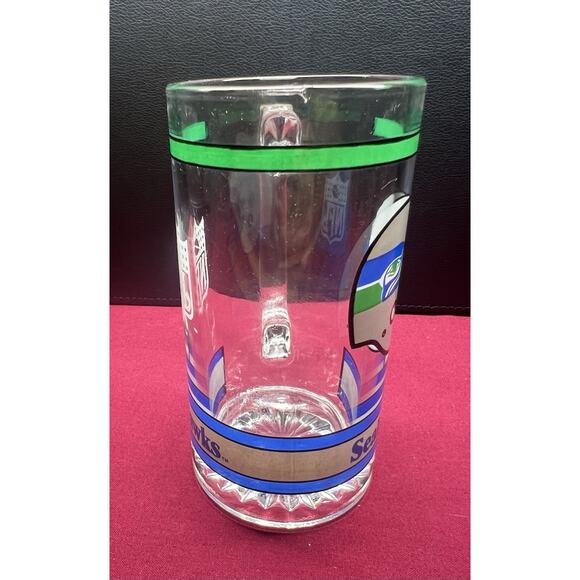 Vintage Heavy Glass Beer Mug‎ NFL Seattle Seahawks Football 12 oz. - Picture 4 of 7